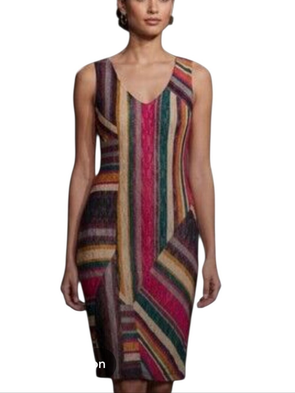 Bar III Colorful Striped Sleeveless Lace Dress